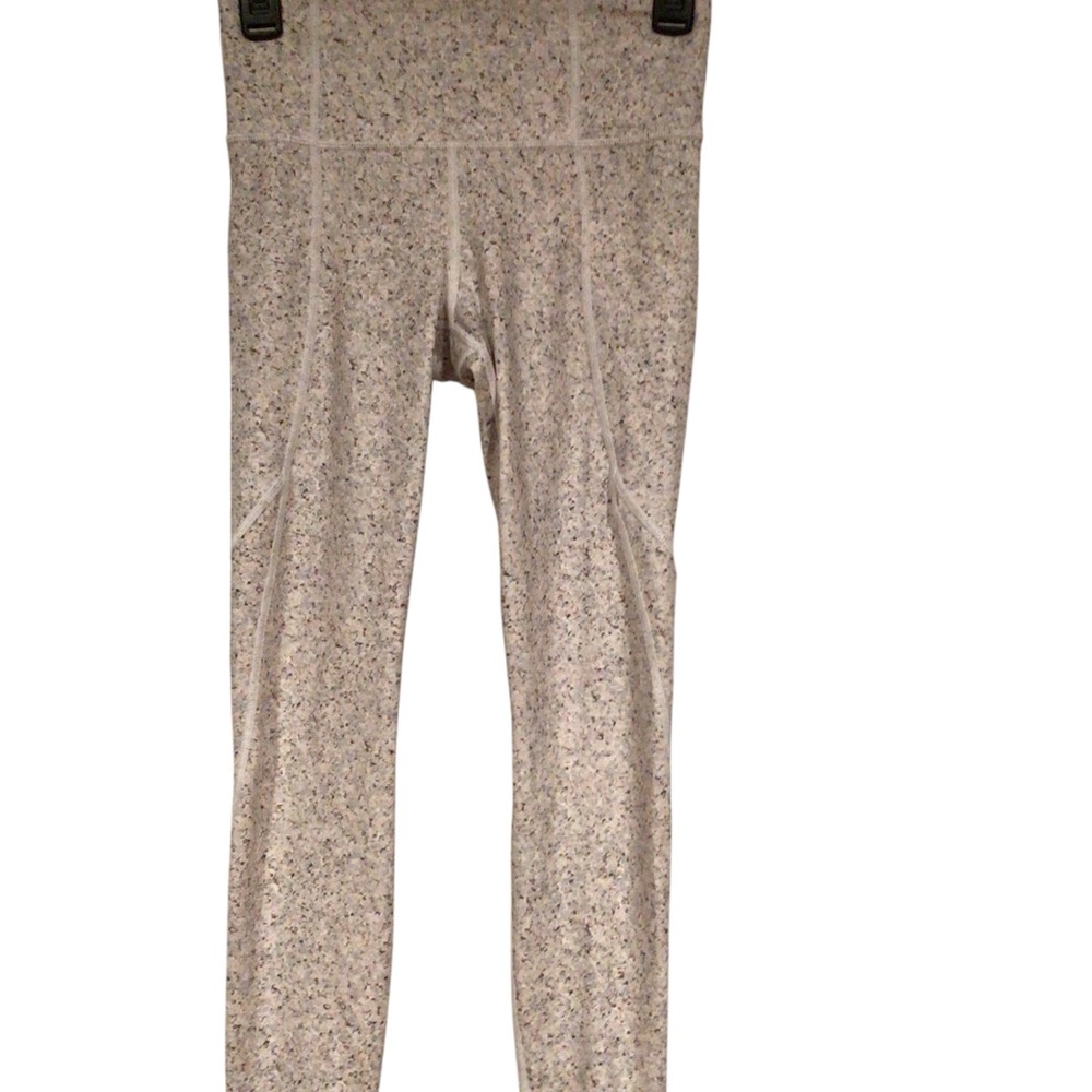 Athleta Cream patterned Leggings with High-Rise Waistband and Full-Length Fit